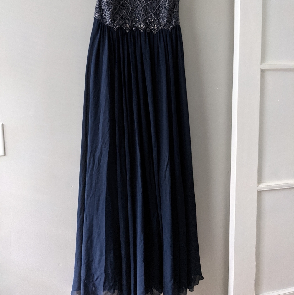 Badgley mischka navy gown